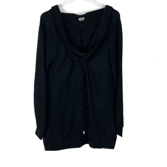 NWT Chaser Long Sleeve Lace Back Hooded Open Cardigan Black Size Medium M NEW - Picture 7 of 11